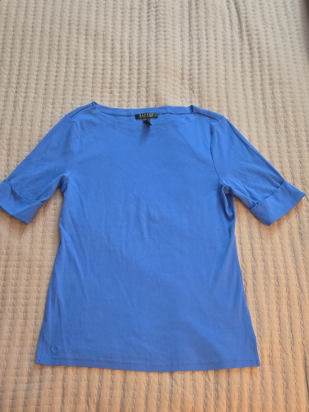 Ralph Lauren Cobalt Blue Boatneck Elbow-Sleeve Tee